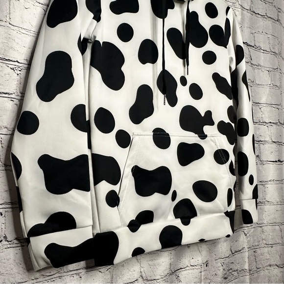 Dalmatian Dog Cow Print Drawstring Hoodies Pullover Sweatshirts Long Sleeve SM - Picture 5 of 11